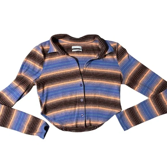Urban Outfitters Striped Long Sleeve Top - Blue and Orange - Picture 4 of 4